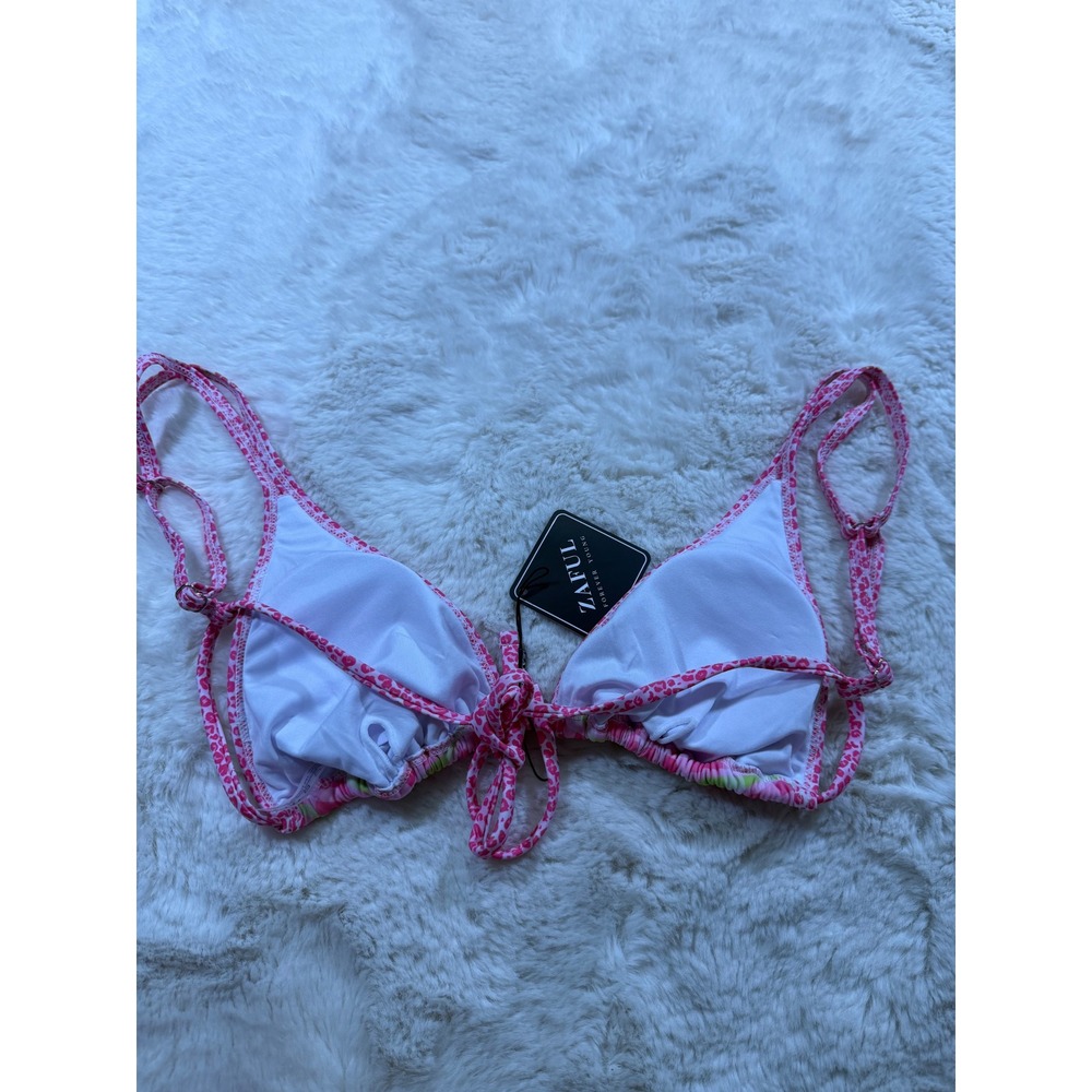 Y2K Bikini Set Pink Gingham Leopard Print Triangle Swimsuit Cutie Barbie Beach M - Picture 3 of 5